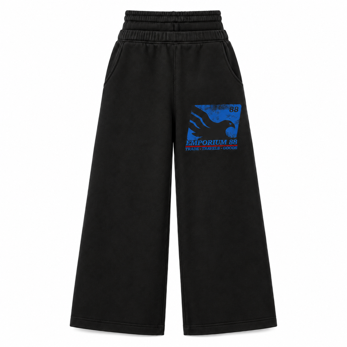 Black Double Waist Sweatpants